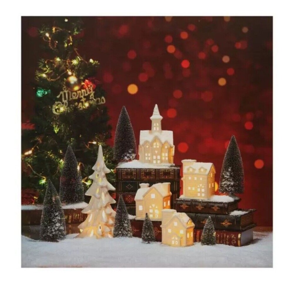 NEW CHRISTMAS 🎄 Ceramic Light Up Holiday Village 12 Piece Set - Picture 1 of 12
